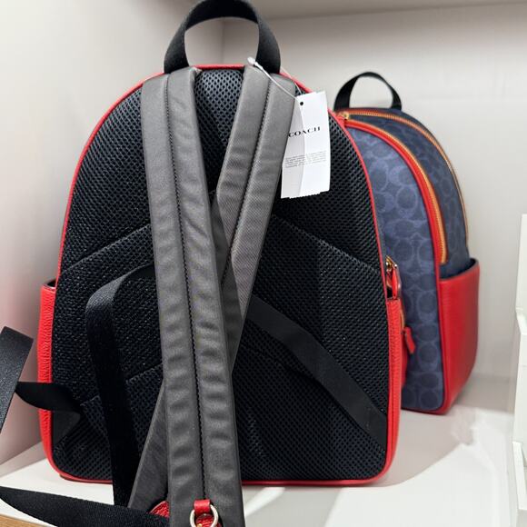 Coach Court Backpack In Signature Canvas CZ176 Denim/Bold Red - Picture 3 of 8
